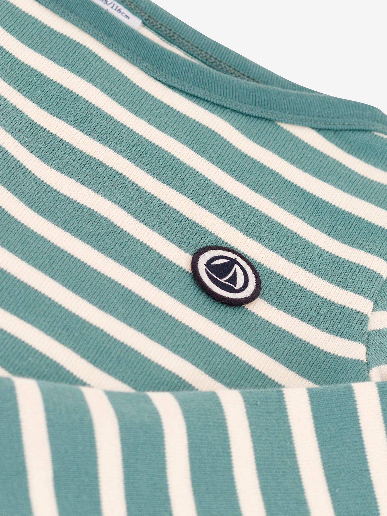 Suéter PETIT BATEAU verde médio listrado em algodão estilo marinheiro