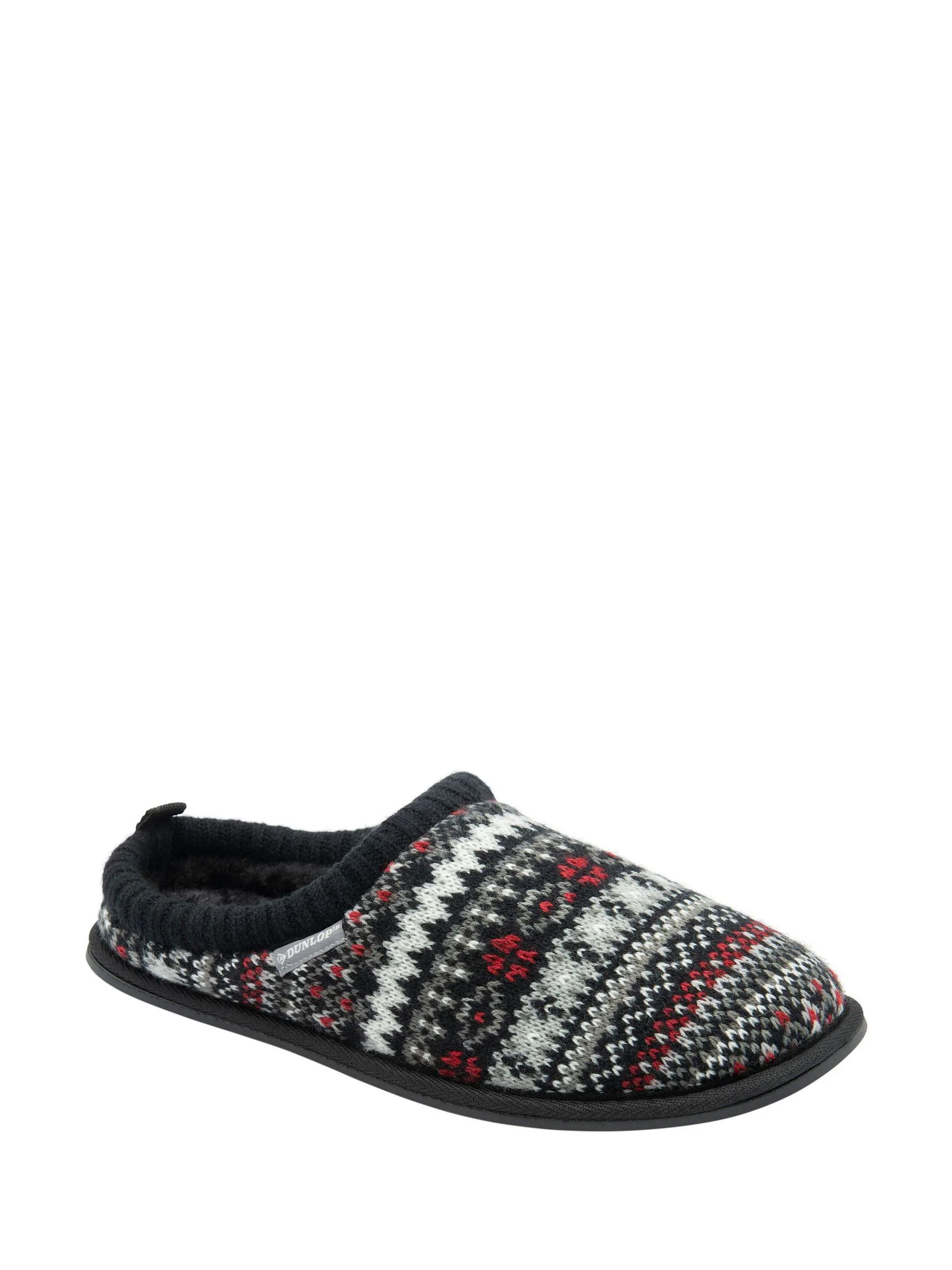 Wit - Dunlop heren pantoffelmuiltjes met Fairisle-patroon en warme voering