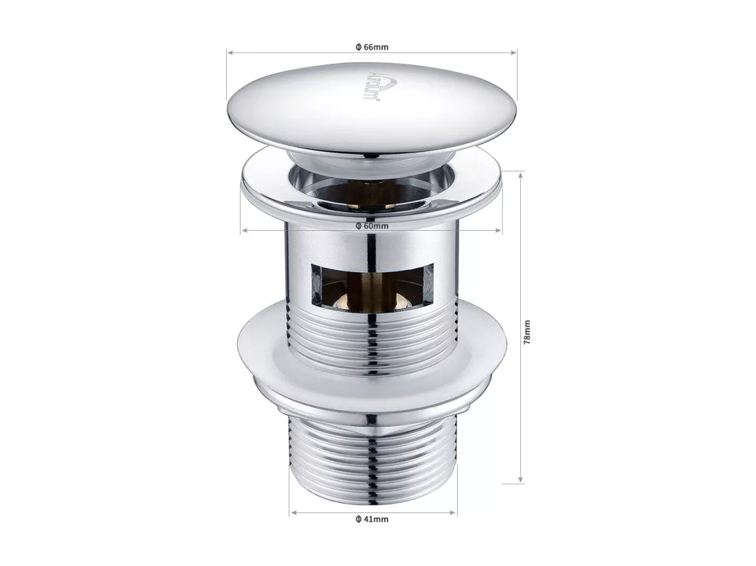 AuraLum Max Bonde de Lavabo avec Trop Plein, Bonde de Vidange Lavabo, Bonde de Lavabo Pop Up, Bonde de Lavabo Universelle, Chromé,EU Modèle