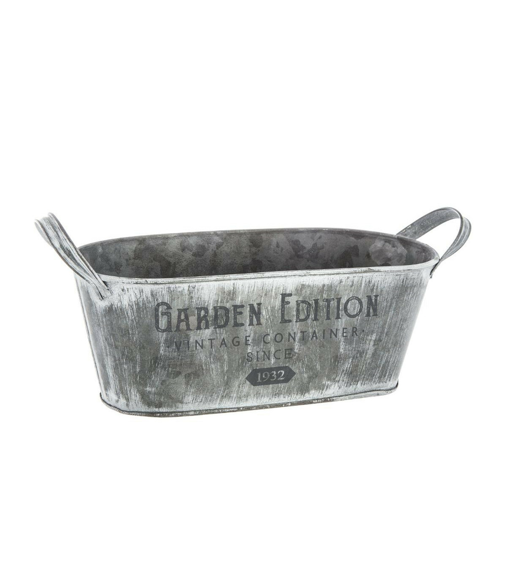 Lot de 3 jardinières en métal gris vintage