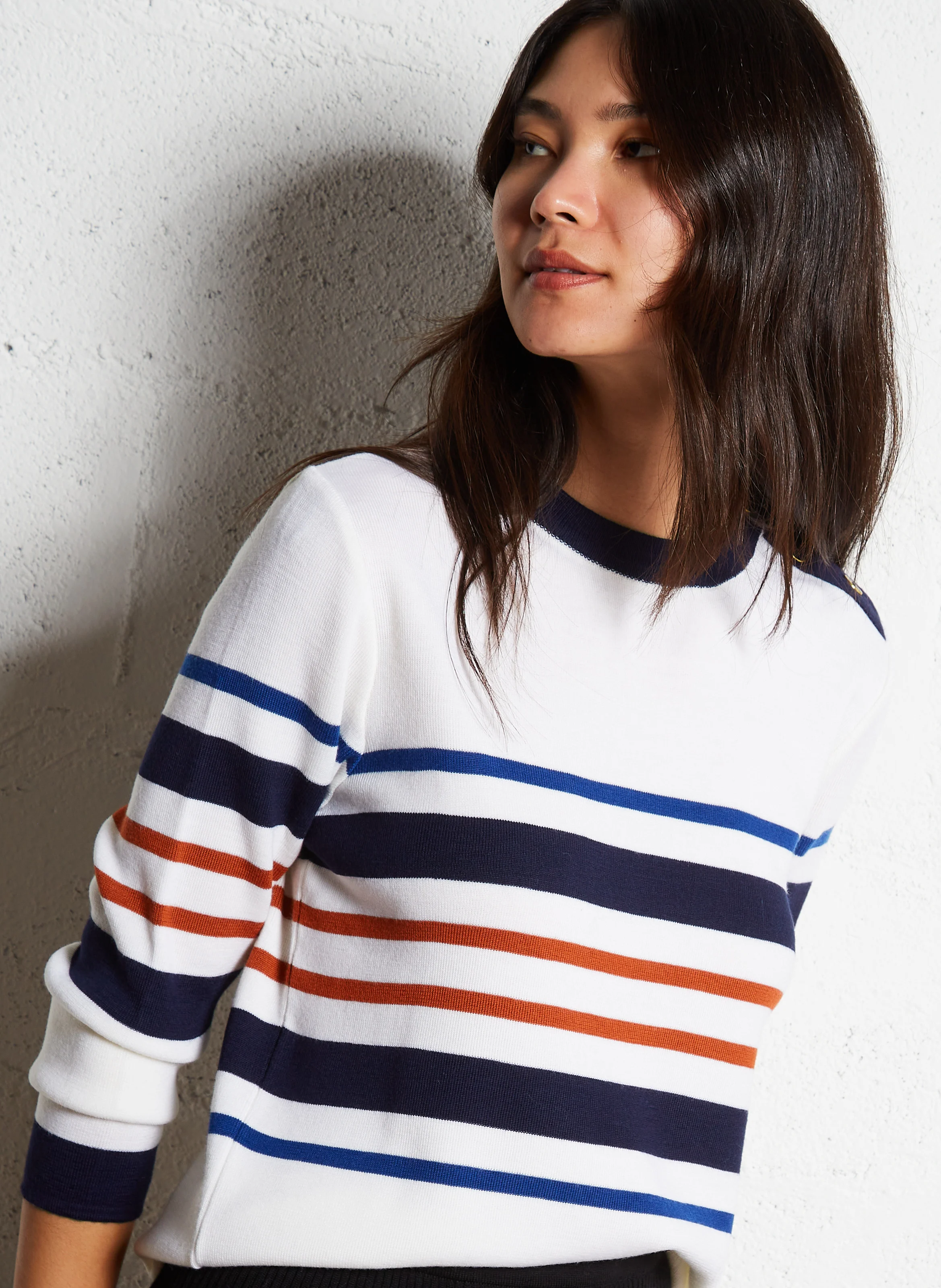 Pull droit col rond en laine| Multicolore