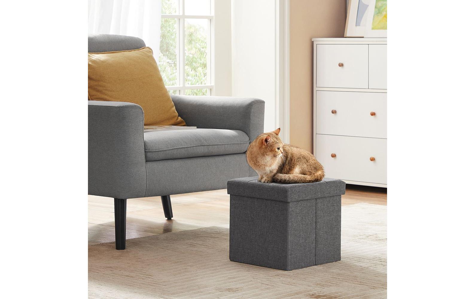 Sitztruhe mit Aufbewahrung 30 x 30 cm, GrauKleiner Sitzwürfel mit Aufbewahrungsbox