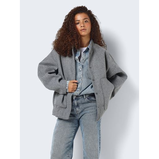 Noisy May Halston Bomber Jakke, Light Grey Melange, S