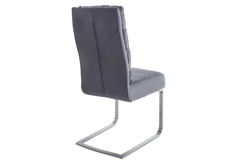 Design Freischwinger Stuhl COMFORT vintage grau mit Edelstahl-Gestell