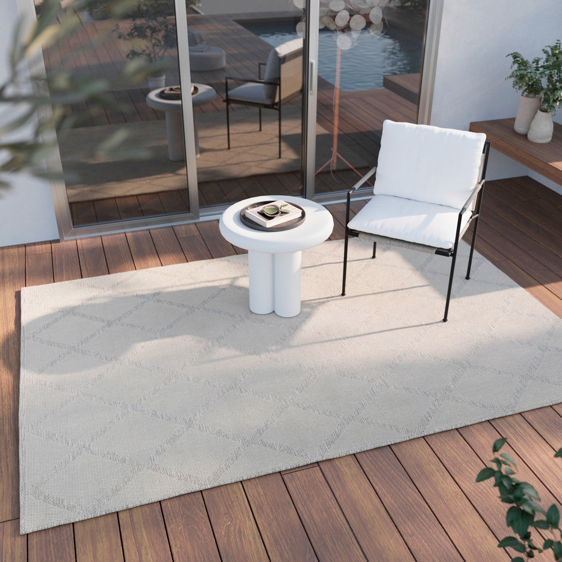 ESPRIT Outdoorteppich RHOMB 120 x 170 cm beige/grau