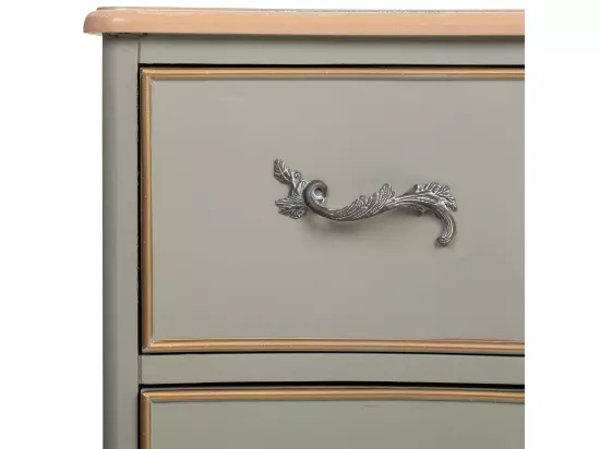 Commode en bois laqué bleu vieilli avec 3 tiroirs 100x50x80