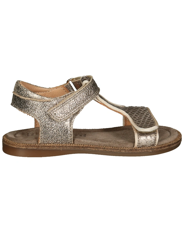 Leder-Sandalen ALMA mit Klett in stone