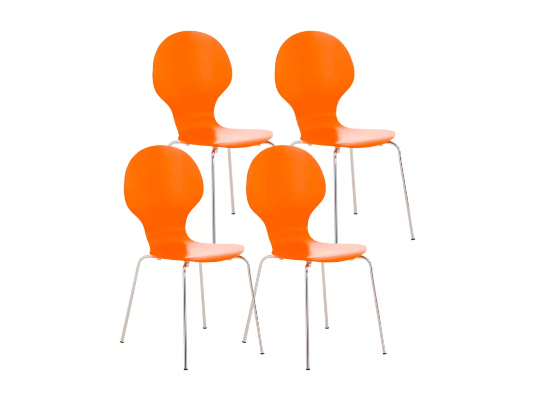 Lot de 4 Chaise de conférence - Bois - Orange - DIEGO