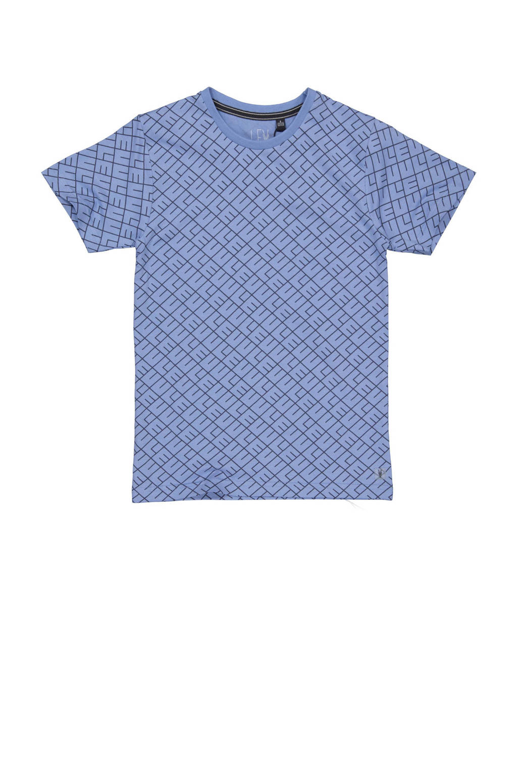 LEVV T-shirt KADEN met tekst blauw