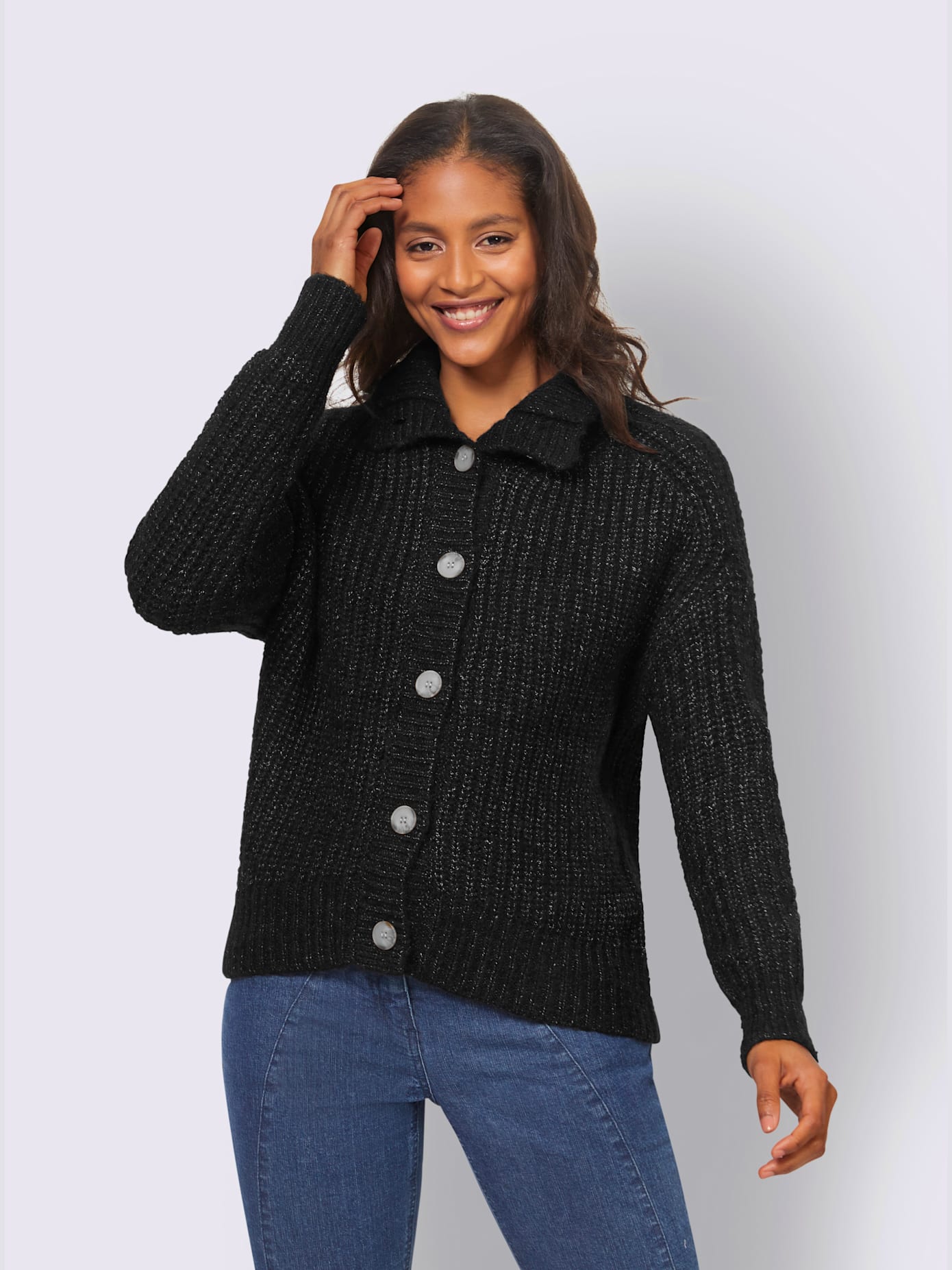 Veste en tricot 2 types de cols : col montant ou à revers