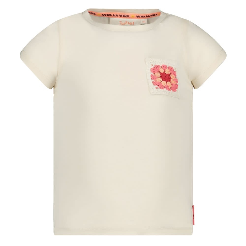 Jubel Jubel t-shirt met crochet zakje - Salsa Sunset offwhite