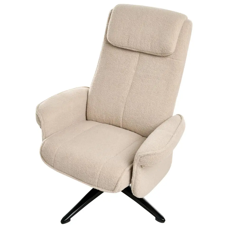 GERAS - Relaxfauteuil met voetenbank - Beige - Bouclé