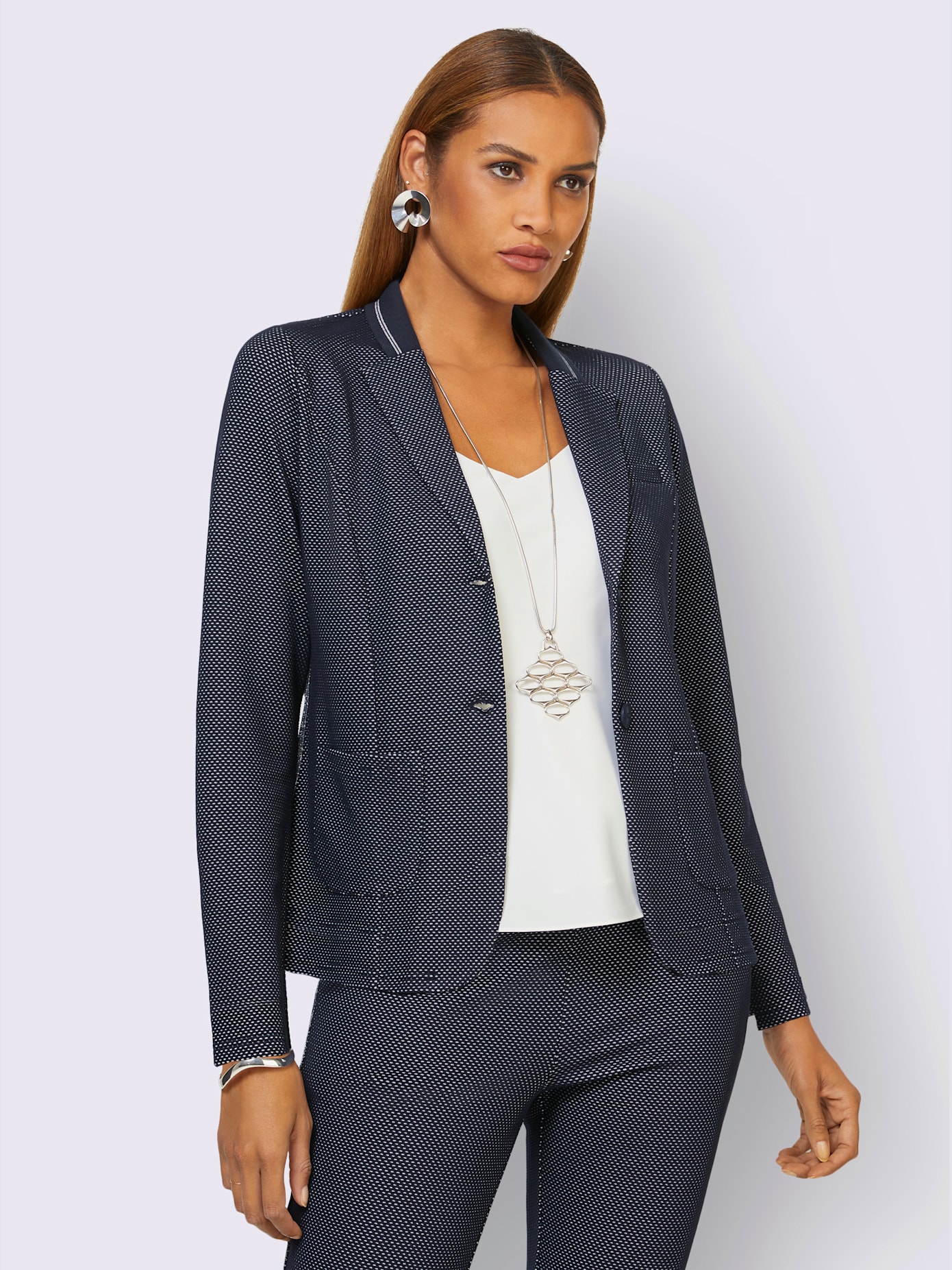 Blazer en jersey structure gaufrée