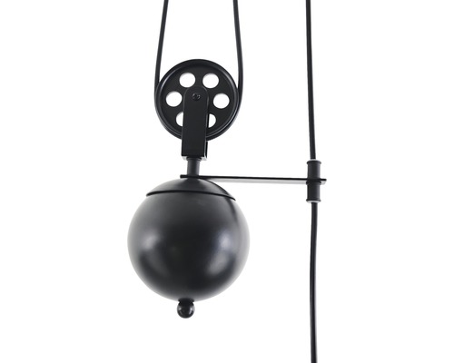 Enkelvoudige hanglamp met contragewicht, Ø 22 cm, zwart
