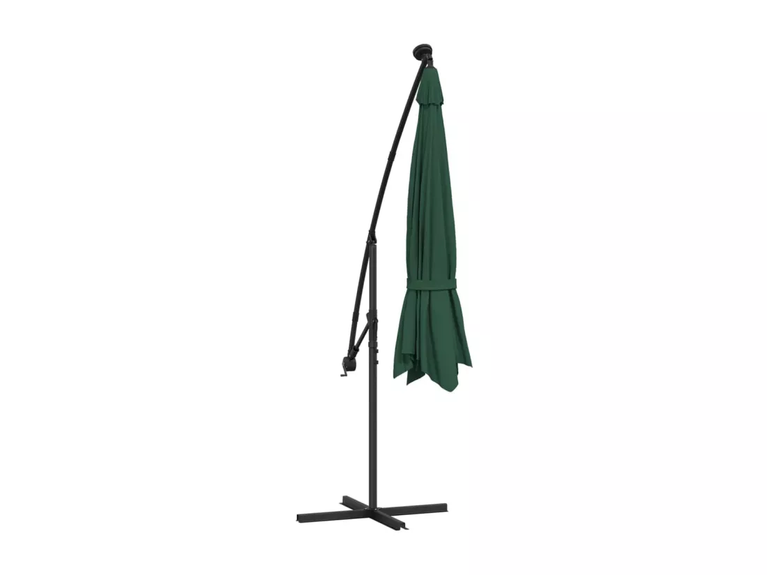 Parasol en porte-à-feux et poteau métallique 350 cm Vert