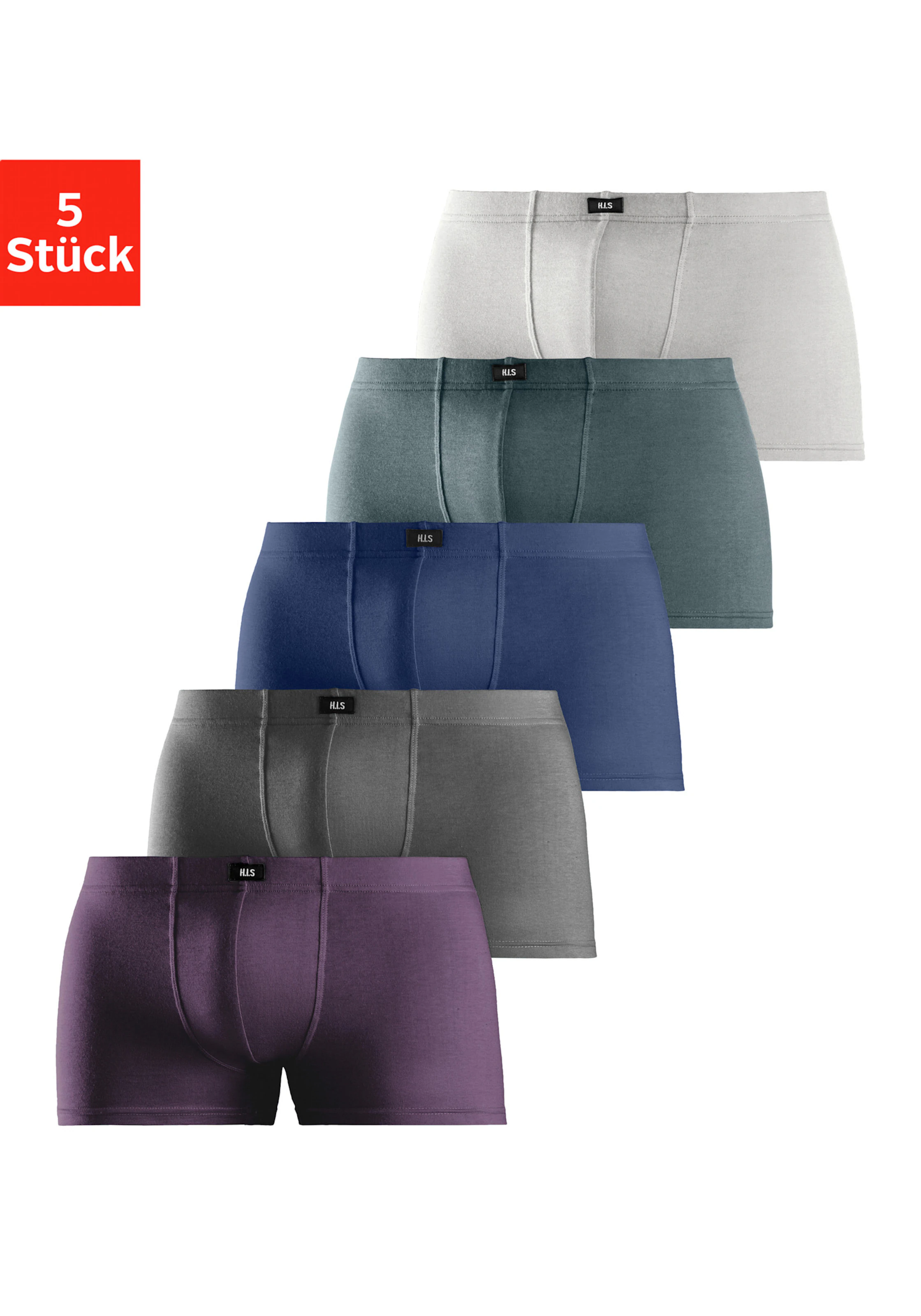 H.I.S Boxer in aubergine, anthrazit, blau, blau-grün, grau-meliert