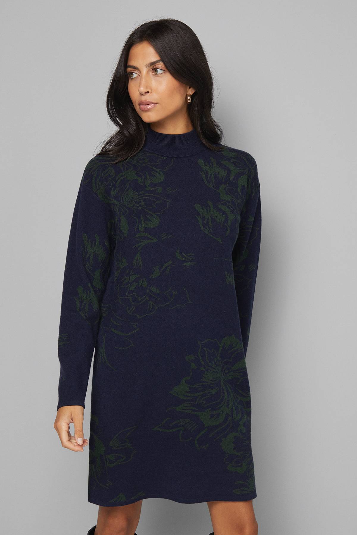 Wallis Robe Tricotée à Motif Jacquard Floral