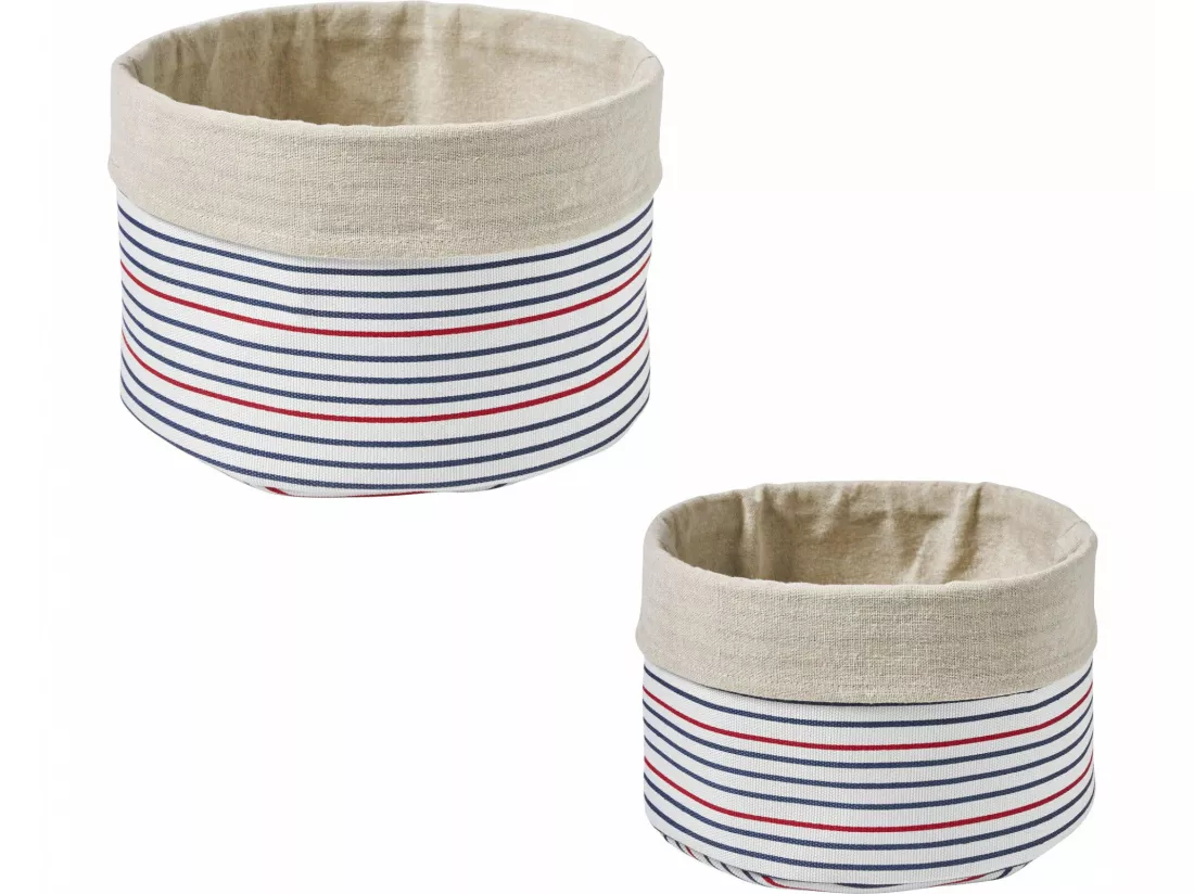 Lot de 2 paniers de rangement à rayures en polycoton MAGELLAN