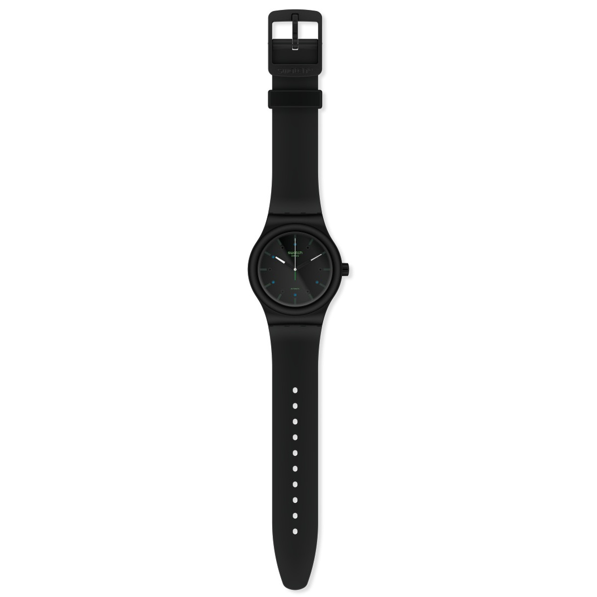 Montre Swatch mixte plastique et silicone noir biosourcé
