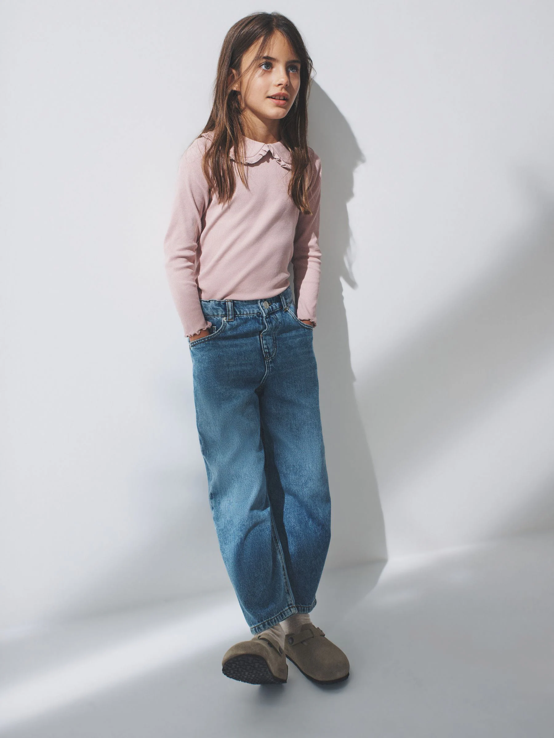 Marineblauw/bruin/roze/wit - The Set 4 Pack Long Sleeve Rib Collar Tops