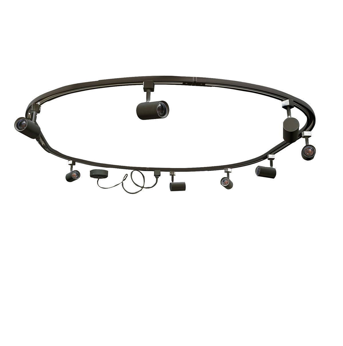 Modern railsysteem met 8 spots zwart 1-fase ovaal 200cm - Iconic Jeana