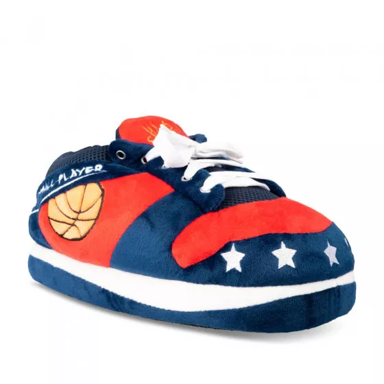 Chaussons peluche basketball BLEU DENIM SIDE