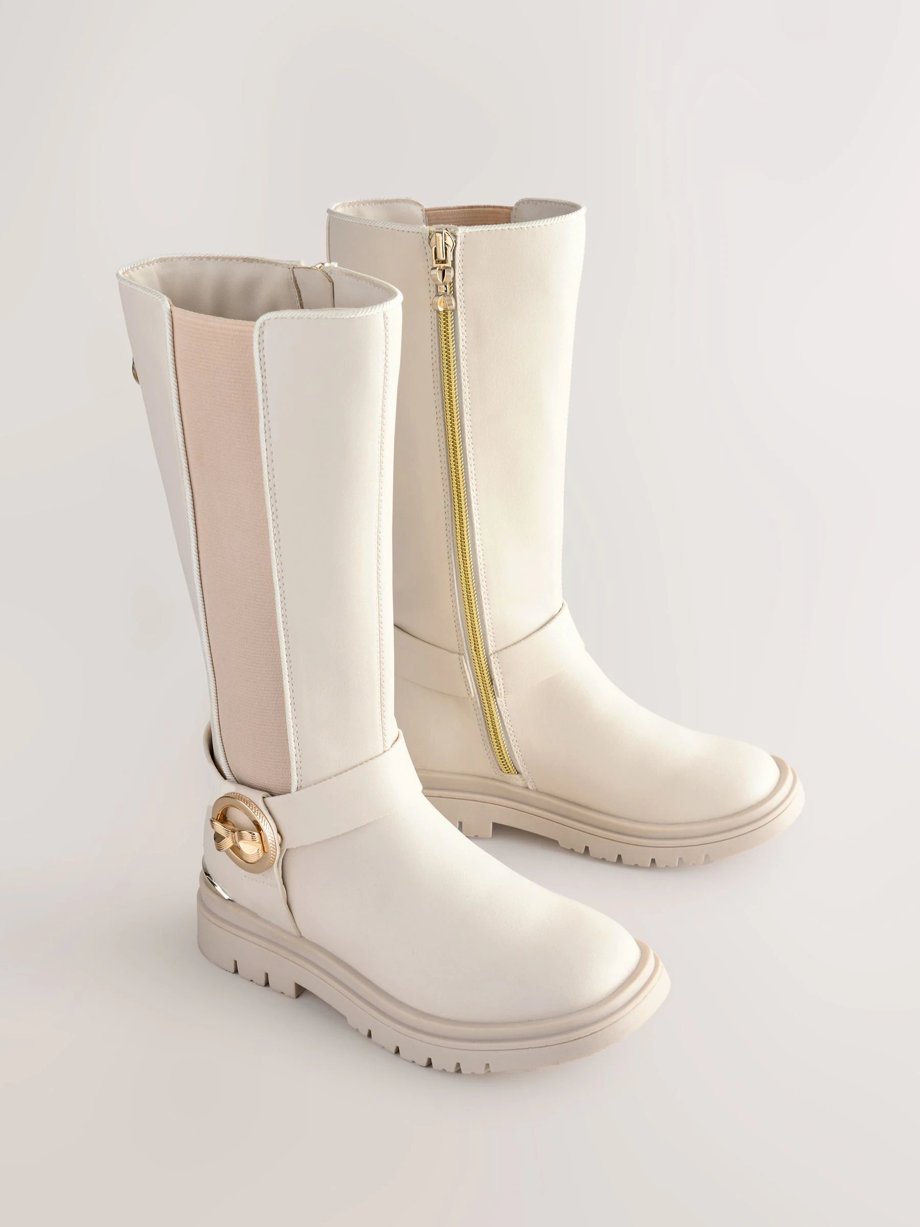 Gebroken wit - Baker by Ted Baker meisjes hoge kniehoge laarzen met strikbedel