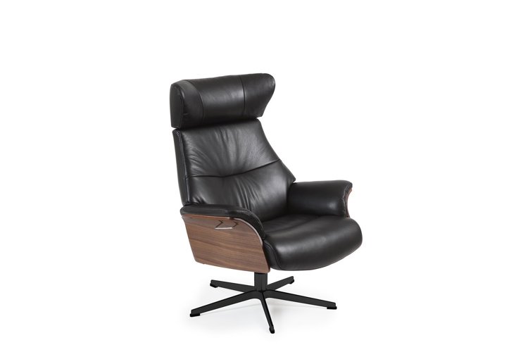Air lenestol I Hud Fantasy 2514-89 Black, std valnötsfanér, svingfot sort alu