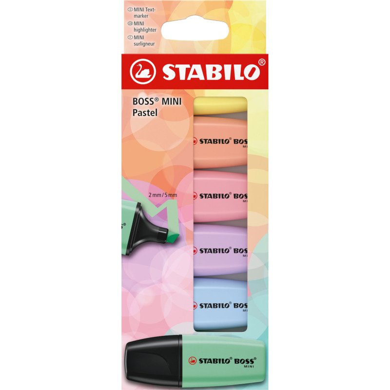 Surligneur Stabilo Boss pastel mini - Etui carton de 6