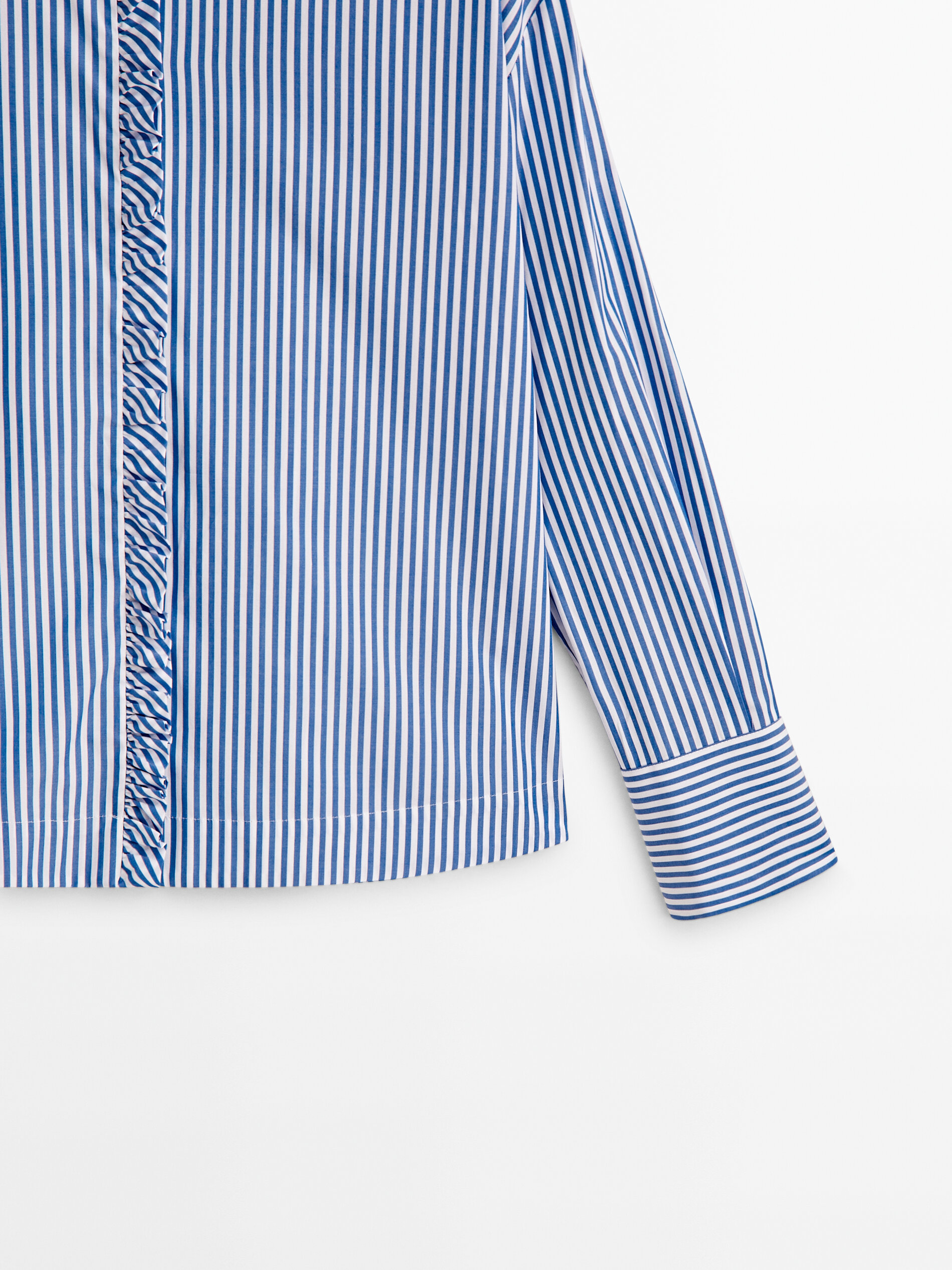 Camisa listrada Poplar com detalhe de babado - Studio - Azul Marinho