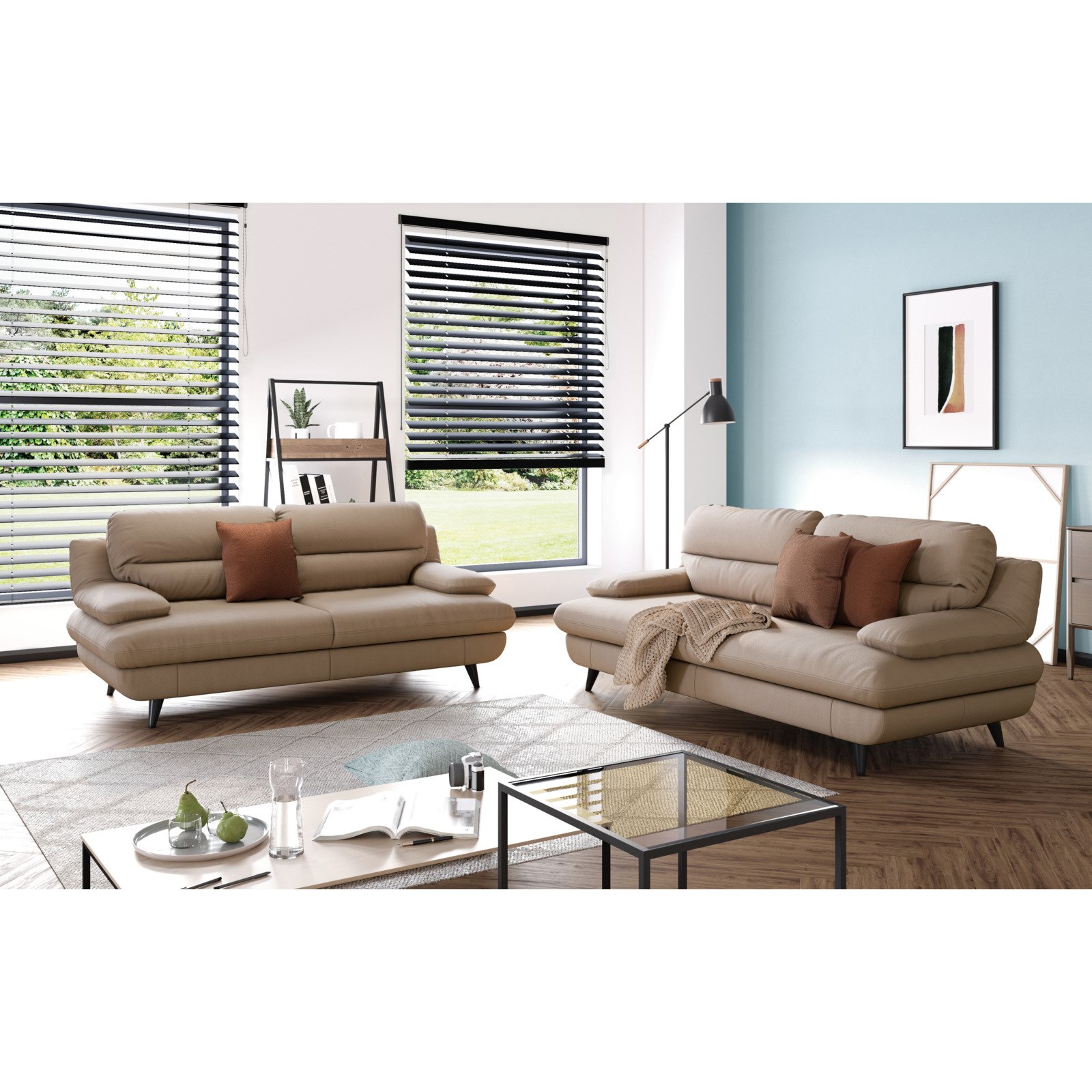 2.5er-Sofa Pike Leder cappuccino