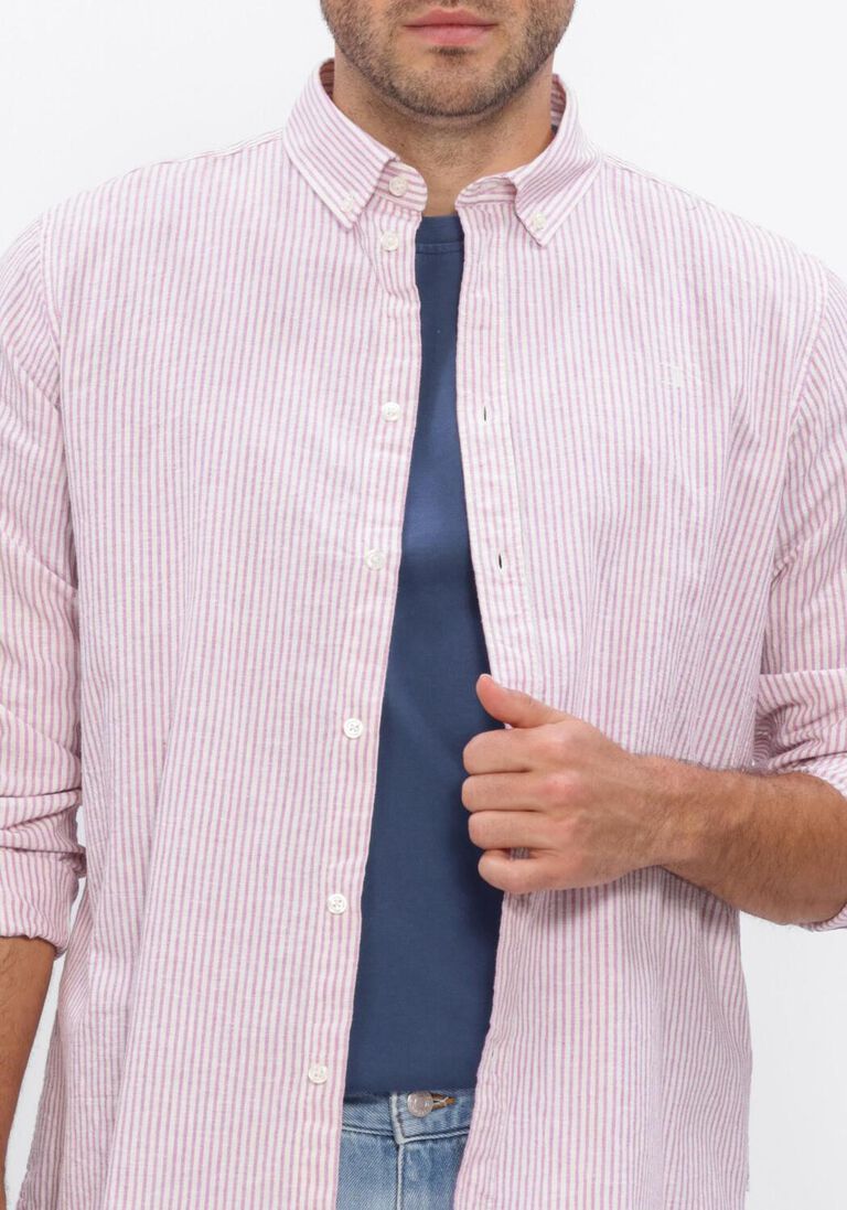 roze les deux casual overhemd konrad stripe cotton linen shirt