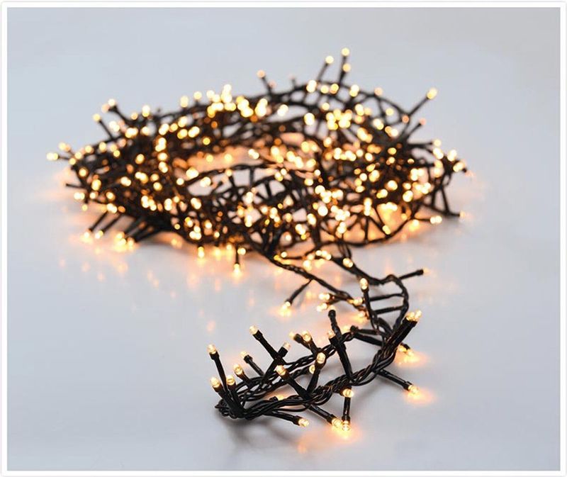 Microcluster Kerstverlichting -400 led- 8m -extra warm wit -Timer- Lichtfuncties-Geheugen-Buiten
