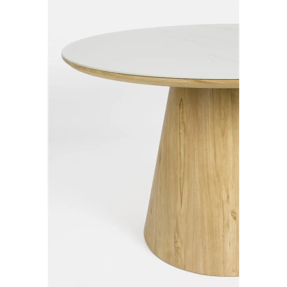 Housecraft Almira Eettafel Rond 115 cm Hout Wit/ Bruin
