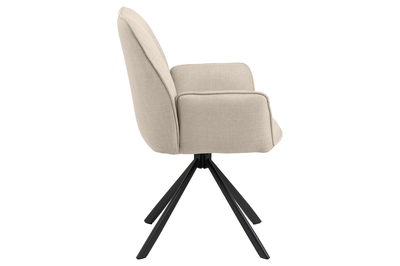 Glenda spisestol med arm Tekstil Basel 24 Beige med sortlakkert stålben