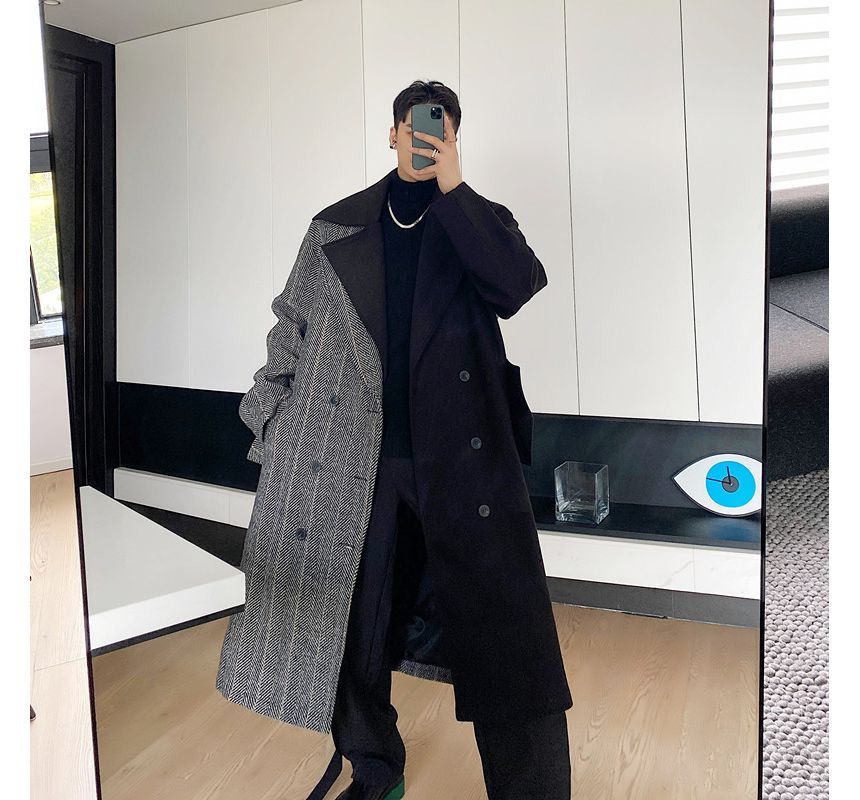 Orungeetun - Mock Two Piece Long-Sleeve Double Breasted Trenchcoat