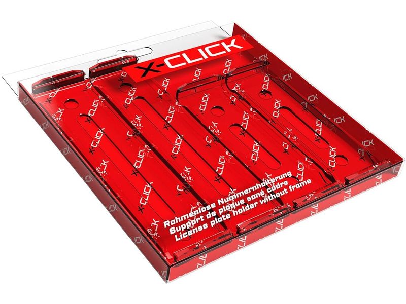 X-Click Rahmenloser Nummernhalter transparent, 30 x 8 cm/50 Klick-Kennzeichenhalter für Wechselschilder