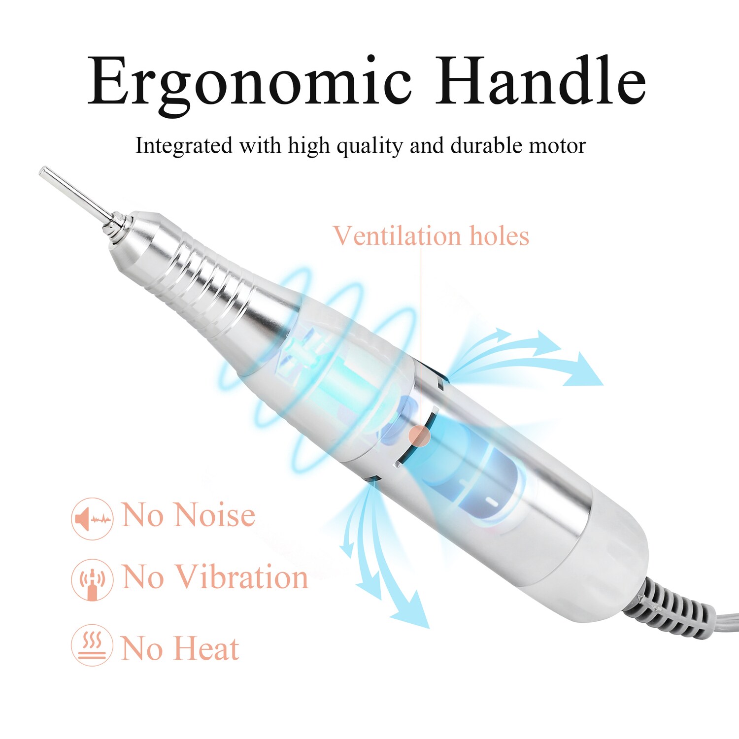 JCMASTER® JCM-EUK6 Nagelfräser - Deutsche Marke - Gelnägel & Acrylnägel Profi Set Elektrisch, Fußpflegegerät, Kunstnägel, Stufenlose Regulierung Touchbedienung, inkl 4x Bits