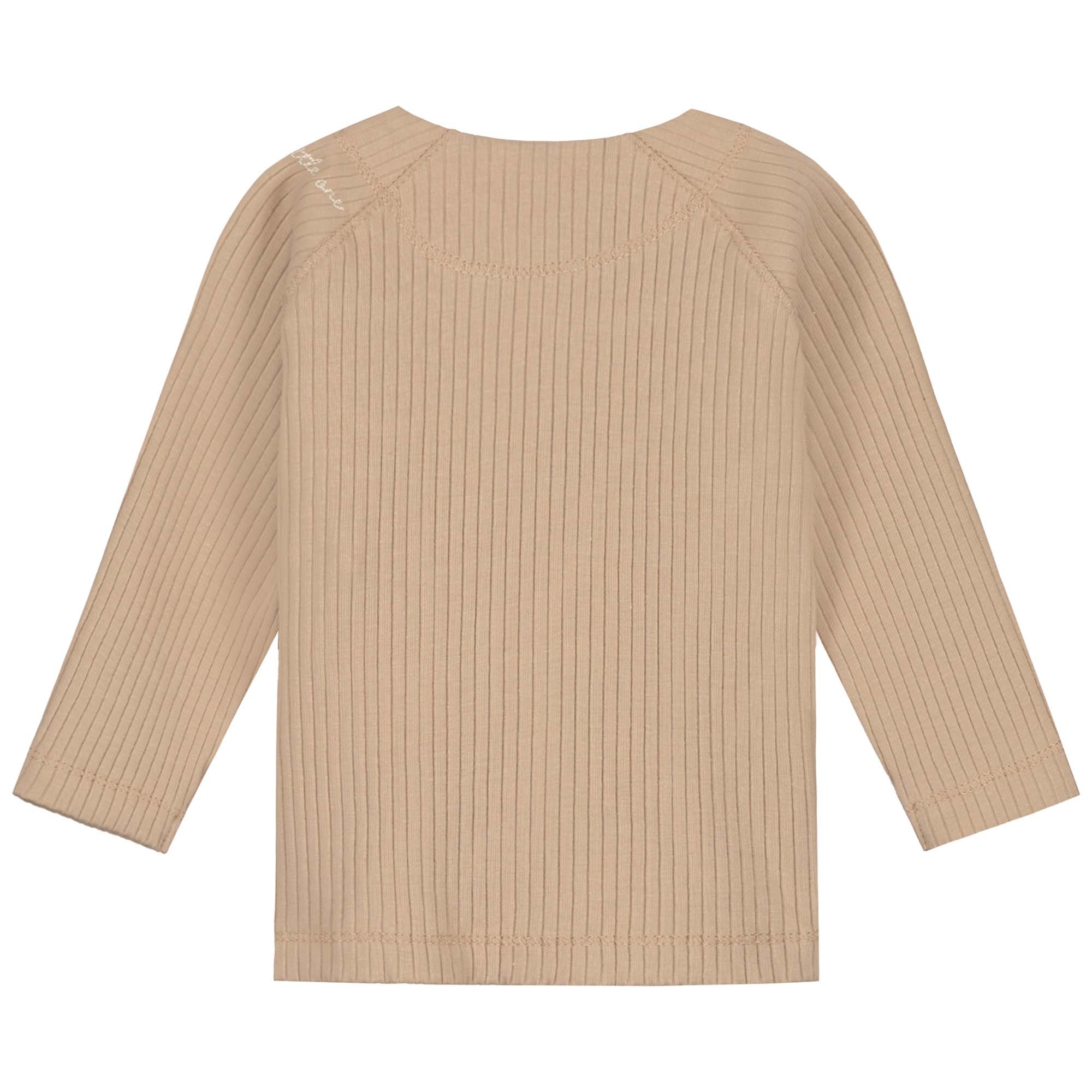 Prénatal newborn overslagshirt rib lange mouwen effen taupe