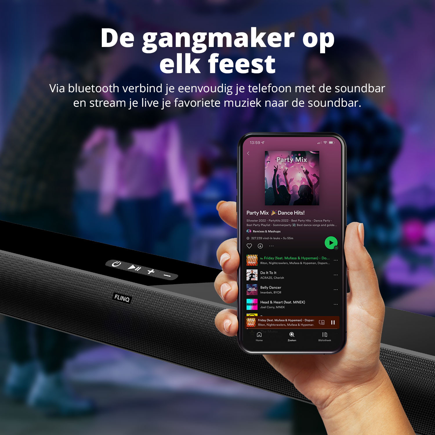 FlinQ Bluetooth Soundbar met ingebouwde Subwoofer