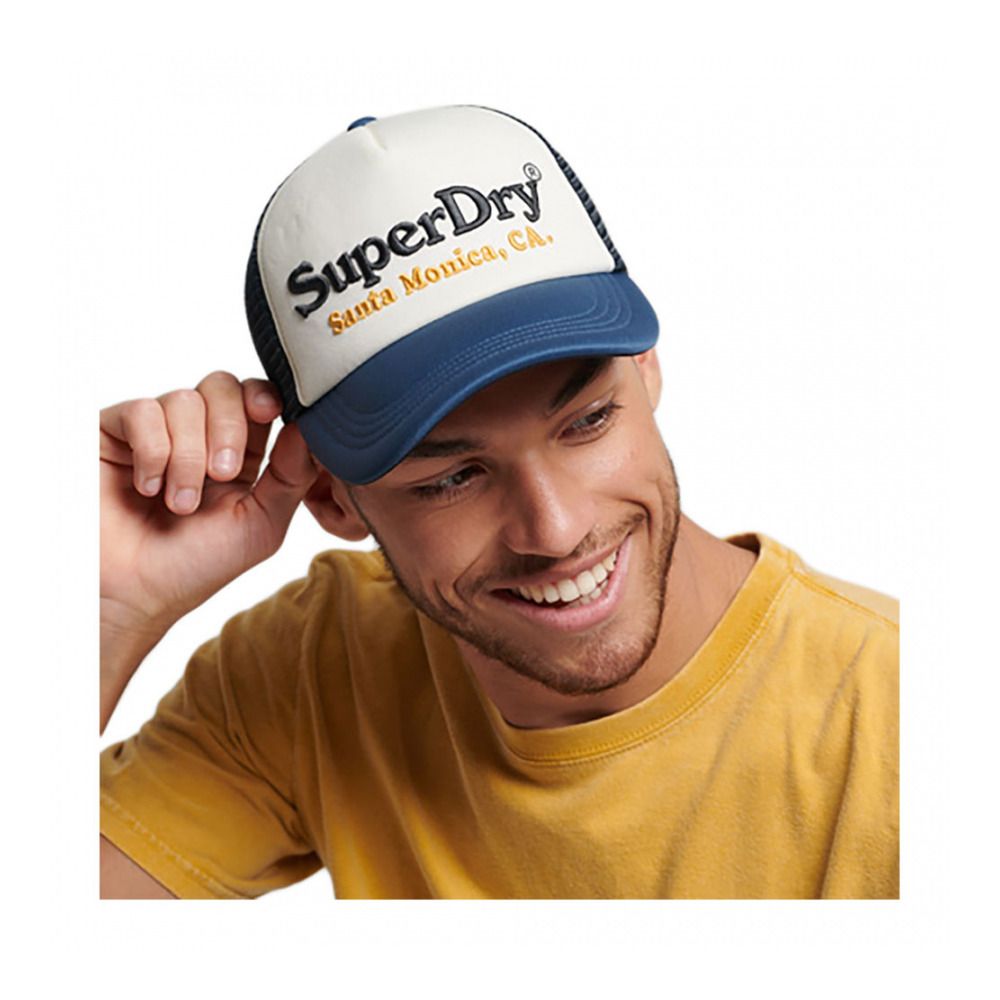 Superdry VINTAGE TRUCKER - Casquette off white/blue bottle