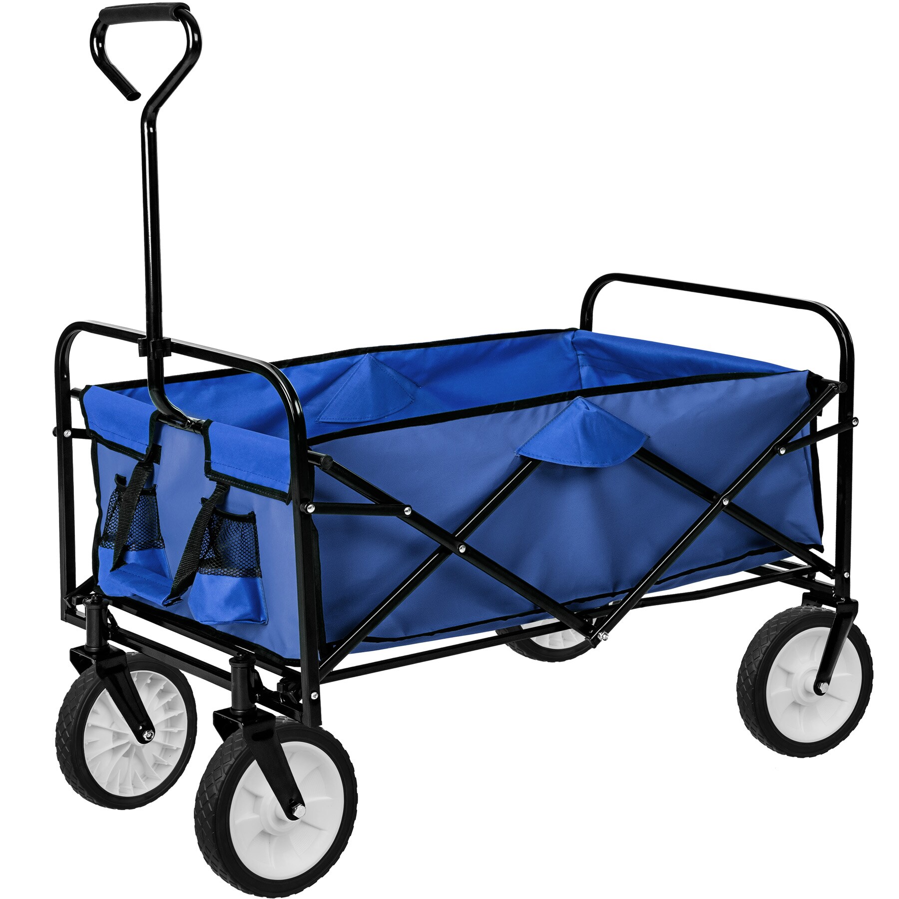 tectake® Bollerwagen, faltbar, abnehmbarer Stoffeinsatz mit 2 Netztaschen, Belastbarkeit 80 kg