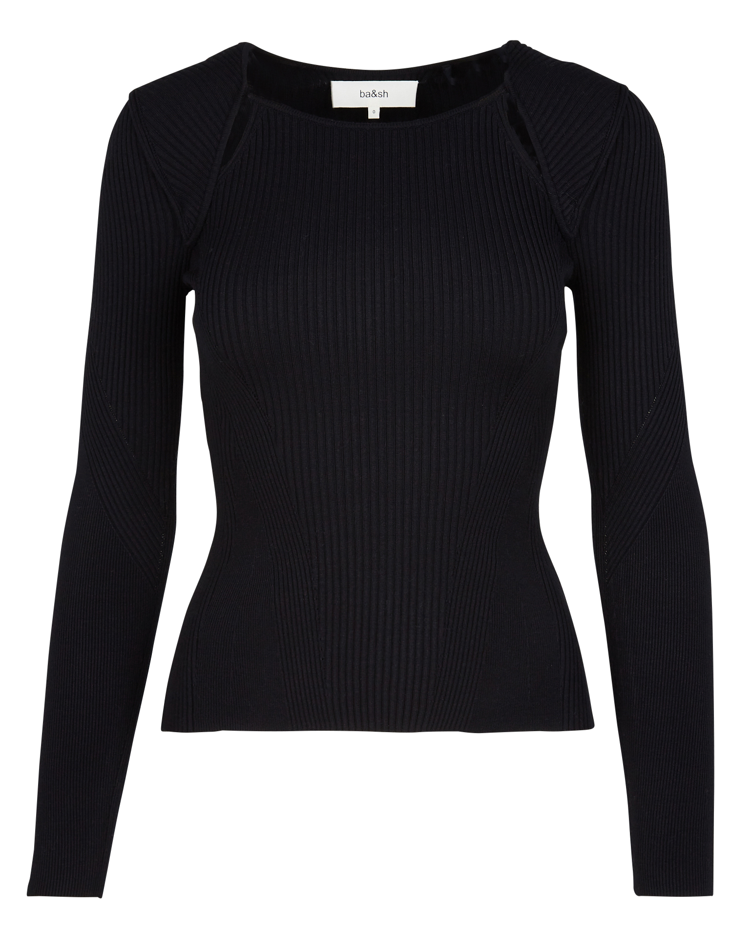 PIETRA - Pull ajusté col rond en maille | Noir