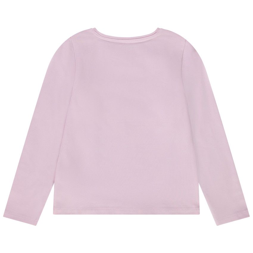 T-shirt manches longues en jersey print fantaisie pour fille - Rose