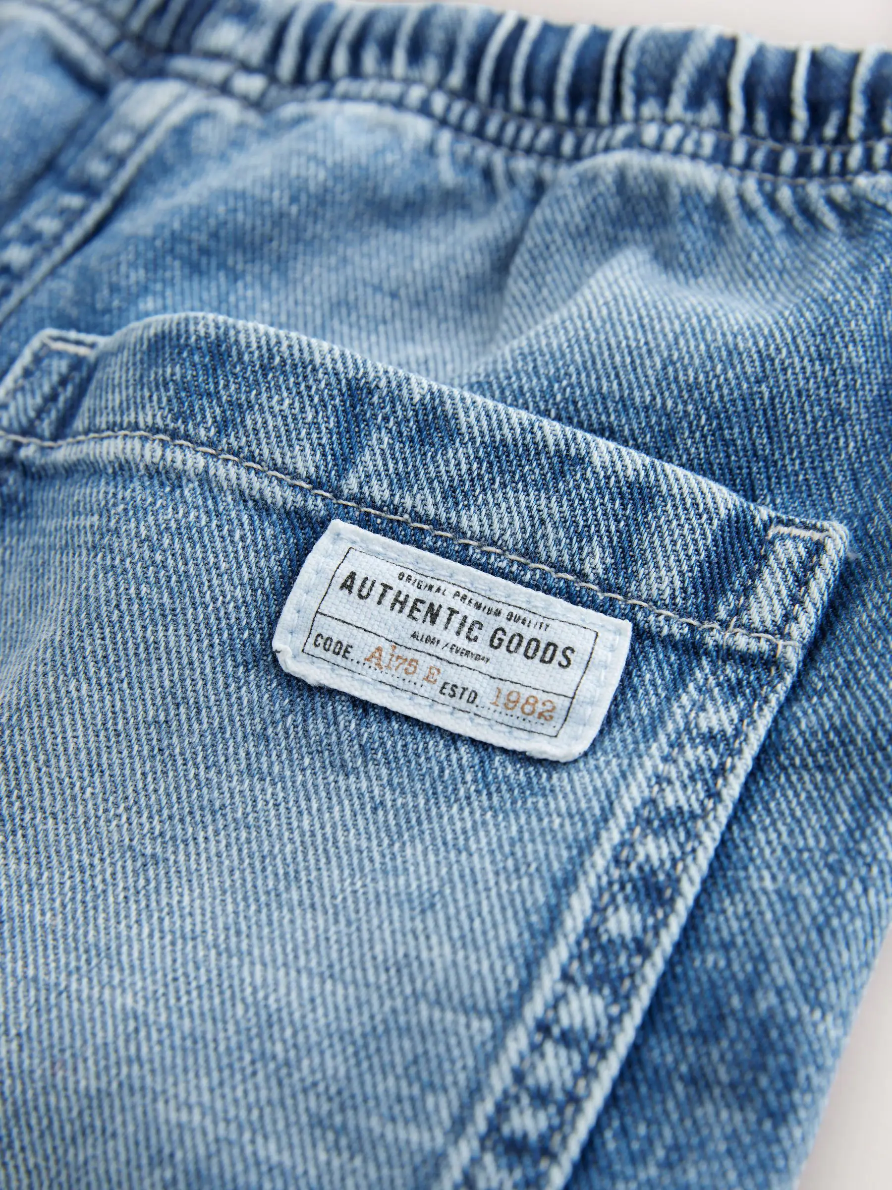 Normaal blauw - Bermuda denim shorts met elastische taille (3 - 16 jr)