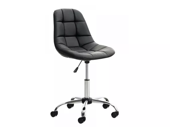 Chaise de bureau - Similicuir & Métal chromé - Noir - Emil