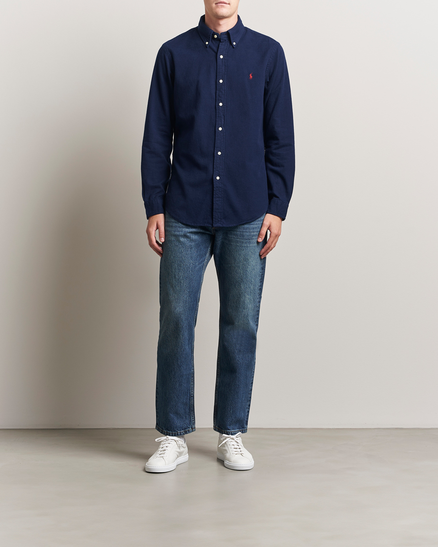 Polo Ralph Lauren Custom Fit Brushed Flannel Shirt Newport Navy