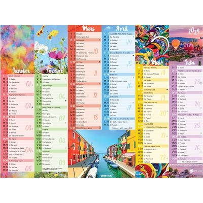 Calendrier Color Story - 6 mois par face - 32 x 42 cm - Oberthur