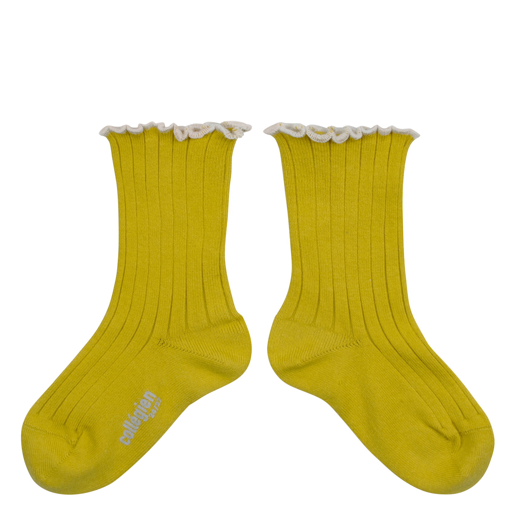 DELPHINE - Chaussettes côtelées en coton mélangé | Jaune