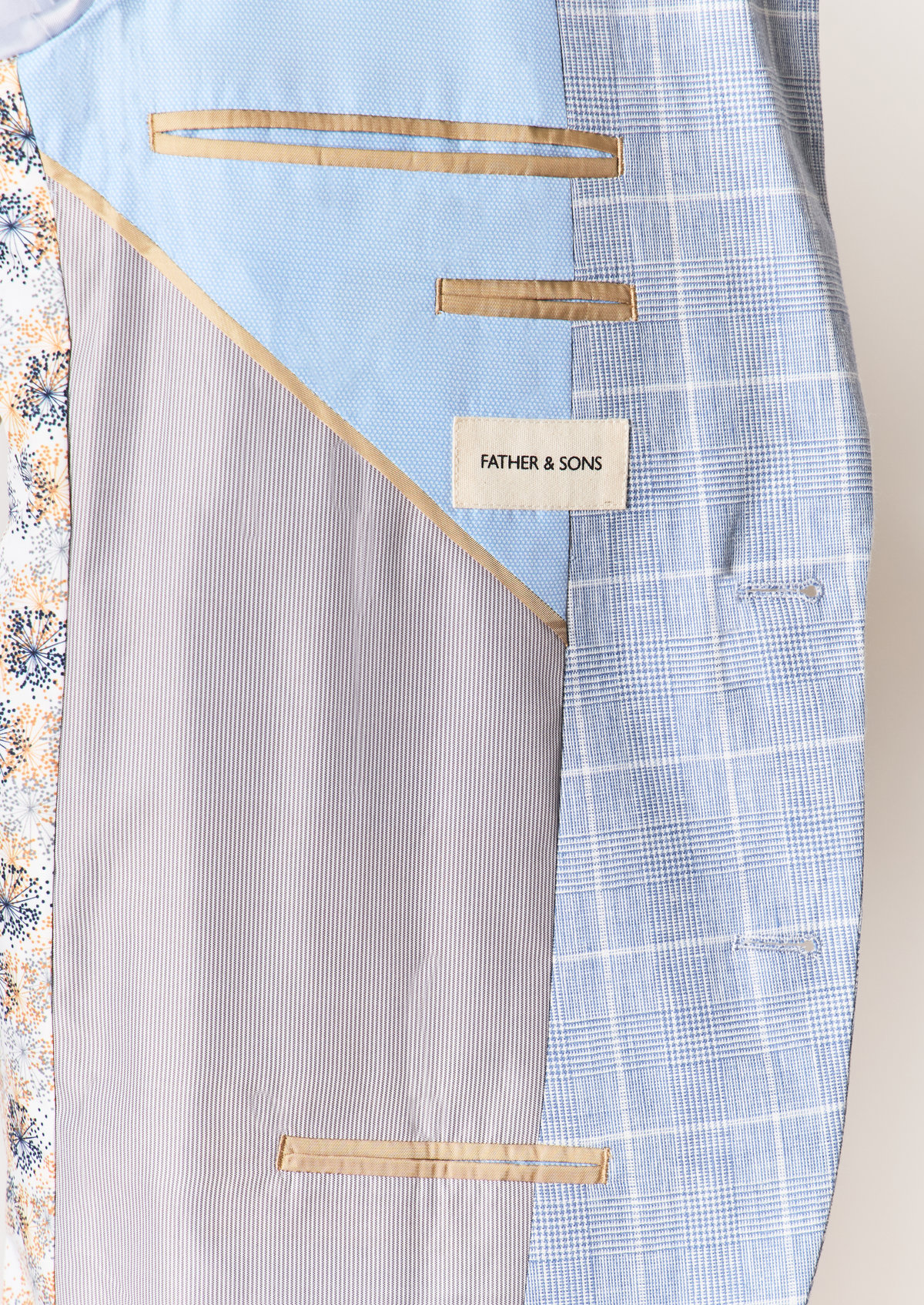 Veste coordonnable Regular en lin et coton bleu glacier Prince de Galles